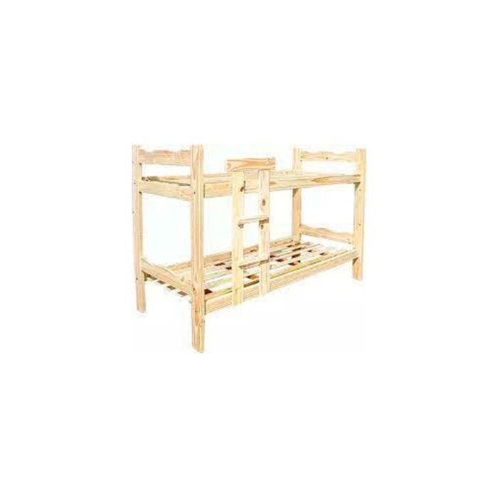 CAMA CUCHETA CON ESCALERA DE PINO CRUDO - Imagen 1