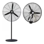 VENTILADOR INDUSTRIAL 30" PIE/PARED KANJIHOME 3 ASPAS PLASTICAS NEGRAS ESTRUCTURA NEGRA 3 VELOCIDADES