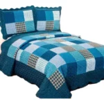 CUBRECAMA AMARELO QUILT ESTAMPADO REVERSIBLE 1 1/2 160X260 CM, 1 FUNDA DE 50X50 CM + 2 FUNDAS DE 50X70/30X45 CM