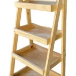 ORGANIZADOR DE PINO ESCALERA CON 4 ESTANTES/CAJONES CRUDO, 60CM