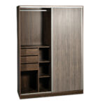 ROPERO VENEZIA PREMIUM 2 PUERTAS CORREDIZAS 3C 150X200X58 COLOR PINOT/NOGAL MAXIMO