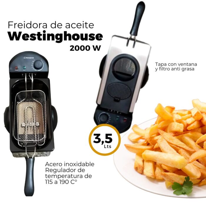 Freidora Eléctrica Westinghouse 3.5lts - Imagen 3