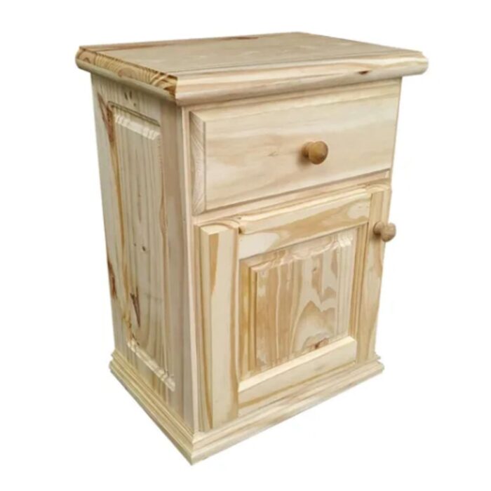 MESA DE LUZ DE PINO CRUDO 1 CAJON 1 PUERTA - Imagen 2