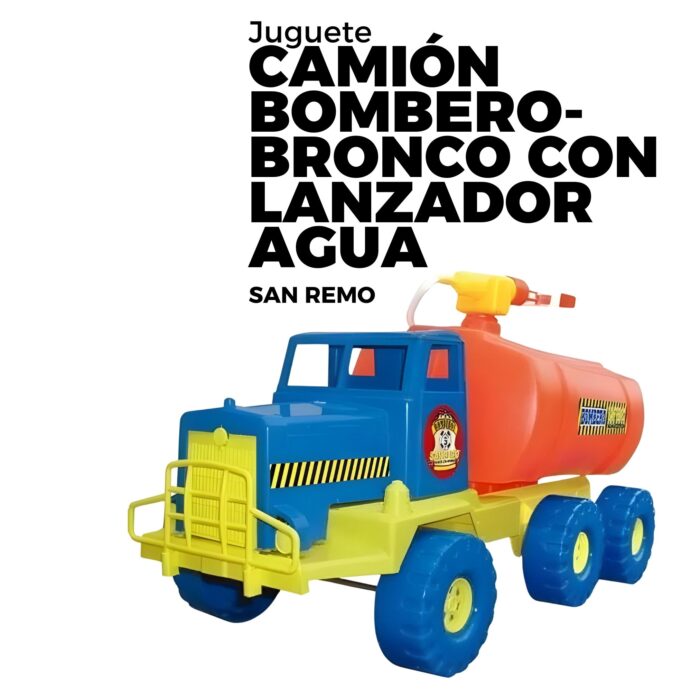 CAMION BOMBERO-BRONCO CON LANZADOR AGUA EN CAJA SAN REMO JUGUETES - Imagen 1