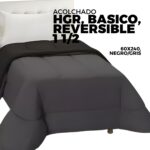 ACOLCHADO HGR, BASICO, REVERSIBLE 1 1/2, 60X240, NEGRO/GRIS