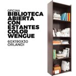 BIBLIOTECA ABIERTA CON ESTANTES COLOR WENGUE 60X190X30 ORLANDI