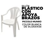 SILLÓN PLÁSTICO CON APOYA BRAZOS/PICCOLO MUNRO