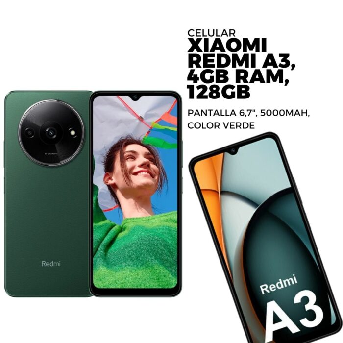 CELULAR XIAOMI REDMI A3, 4GB RAM, 128GB, PANTALLA 6,7", 5000MAH, COLOR VERDE - Imagen 1