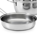 SET 1 CACEROLA OLLA 18CM, 1 VAPORIERA 20CM Y 1 SARTEN 22CM, MULTICOCCION AC. INOX. CON ANTIADHERENTE, GAMUZA - Imagen 2