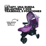COCHE LATAPY, UNA RUEDA DELANTERA Y DOS TRASERAS, 5 POSICIONES, CON APOYA VASO