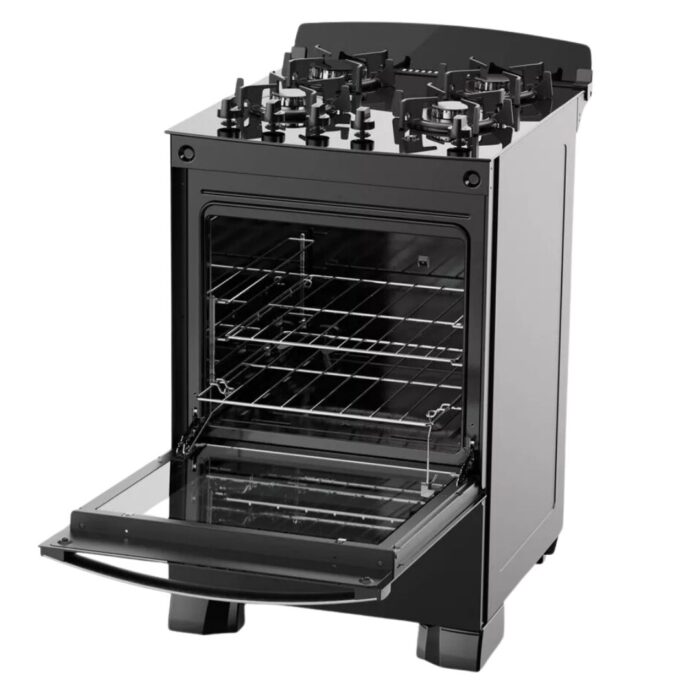 COCINA MULTIGAS DE VIDRIO TEMPLADO ATMA COLOR NEGRO, HORNO CON LUZ INTERIOR, ENCENDIDO ELECTRICO, MEDIDAS 56X88X68CM - Imagen 3