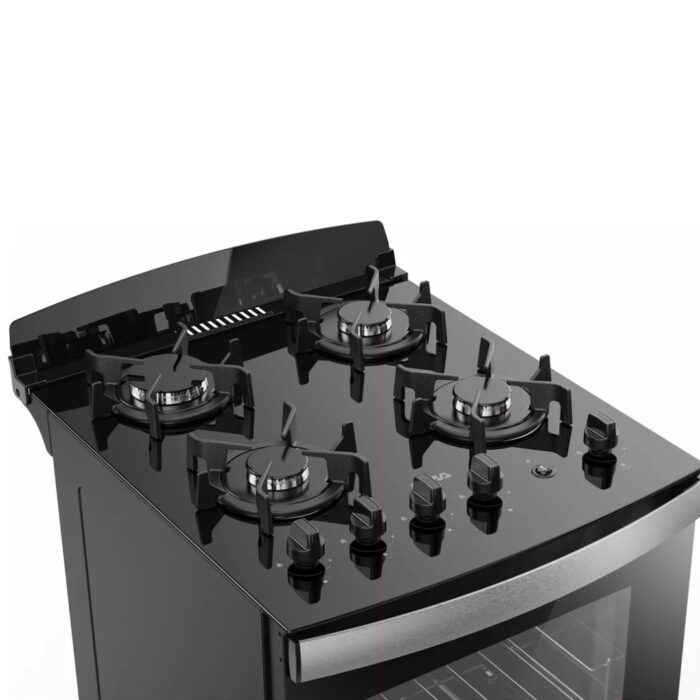 COCINA MULTIGAS DE VIDRIO TEMPLADO ATMA COLOR NEGRO, HORNO CON LUZ INTERIOR, ENCENDIDO ELECTRICO, MEDIDAS 56X88X68CM - Imagen 6