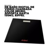 BALANZA DE BAÑO DIGITAL DE VIDRIO CUADRADA COLOR NEGRO, SOPORTA HASTA 150KG, EIFFEL