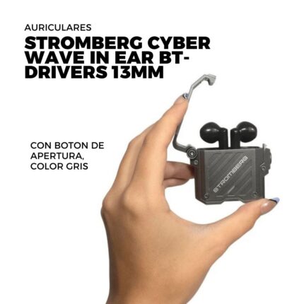 AURICULARES STROMBERG CYBER WAVE IN EAR BT-DRIVERS 13MM, CON BOTON DE APERTURA, COLOR GRIS