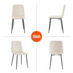 SILLA DISEÑO, JACKSON GLAMM, RESPALDO DE PANA COLOR BLANCO, PATAS DE METAL COLOR NEGRO, MEDIDAS: 45X55X89 - Imagen 2