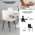 SILLA DISEÑO, JACKSON GLAMM, RESPALDO DE PANA COLOR BLANCO, PATAS DE METAL COLOR NEGRO, MEDIDAS: 45X55X89 - Imagen 4