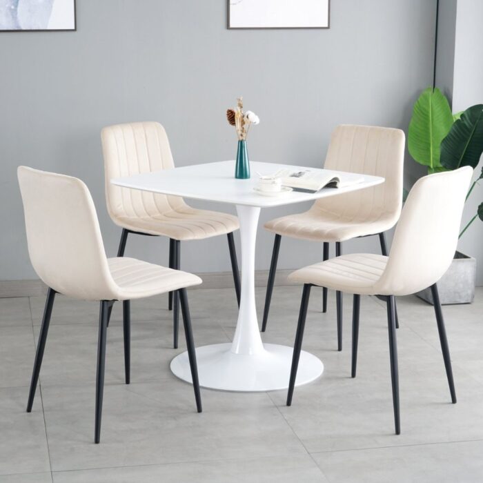 SILLA DISEÑO, JACKSON GLAMM, RESPALDO DE PANA COLOR BLANCO, PATAS DE METAL COLOR NEGRO, MEDIDAS: 45X55X89 - Imagen 5