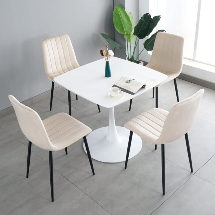 SILLA DISEÑO, JACKSON GLAMM, RESPALDO DE PANA COLOR BLANCO, PATAS DE METAL COLOR NEGRO, MEDIDAS: 45X55X89 - Imagen 6