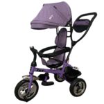 TRICICLO LATAPY, ASIENTO GIRATORIO 180°, CON MANIJA Y CAPOTA, COLORES VIOLETA, GRIS Y ROJO - Imagen 2