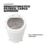LAVARROPAS SEMIAUTOMATICO PATRICK, CARGA SUPERIOR, 5KG, 7 PROGRAMAS, LRPK57SB