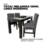 MESA TOTAL MELAMINA 18MM, LINEA MODERNA, MEDIDAS 118X80CM, COLORES SCOTCH Y NEGRO
