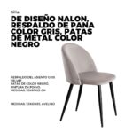 SILLA DE DISEÑO NALON, RESPALDO DE PANA COLOR GRIS, PATAS DE METAL COLOR NEGRO, MEDIDAS: 53X61X85, AVELINO
