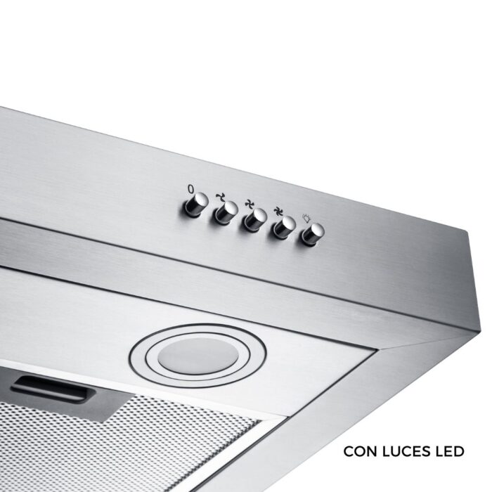 CAMPANA DE COCINA ATMA, ACERO INOXIDABLE, 60CM DE ANCHO, CON LUCES LED, 3 NIVELES DE VELOCIDADES - Imagen 2